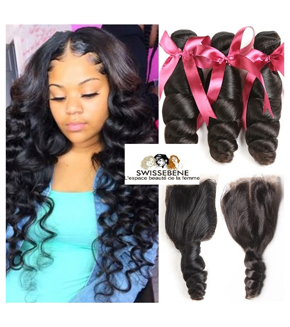 Closure cheveux brésiliens dentelle . 100 % Cheveux Humains vierge vague de fermeture dentelle 