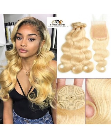 Closure cheveux brésiliens dentelle . 100 % Cheveux Humains vierge vague de fermeture dentelle 