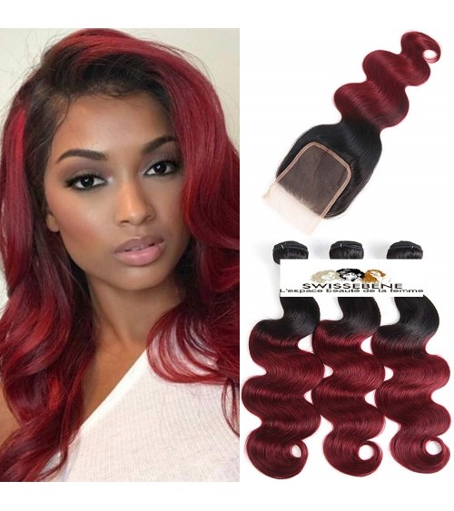 Closure cheveux brésiliens dentelle . 100 % Cheveux Humains vierge vague de fermeture dentelle 