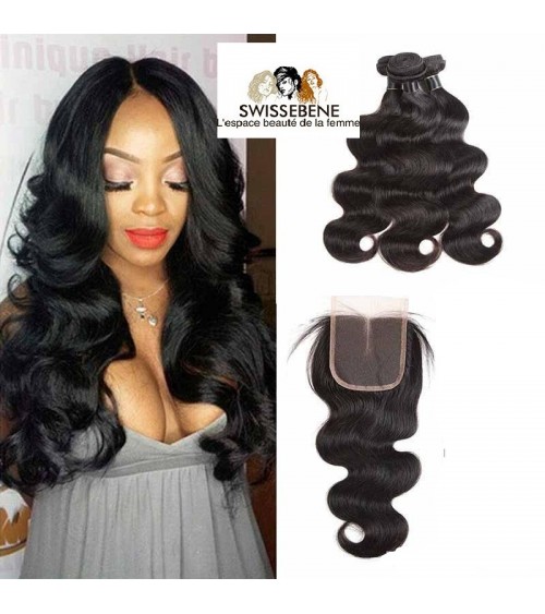 Closure cheveux brésiliens dentelle . 100 % Cheveux Humains vierge vague de fermeture dentelle 