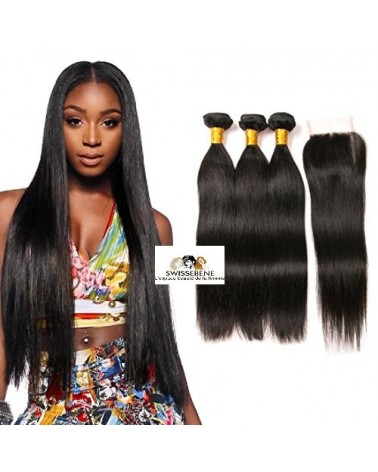 Closure cheveux brésiliens dentelle . 100 % Cheveux Humains vierge vague de fermeture dentelle 