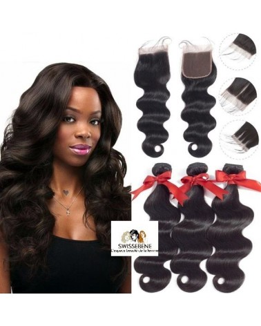 Closure cheveux brésiliens dentelle . 100 % Cheveux Humains vierge vague de fermeture dentelle 